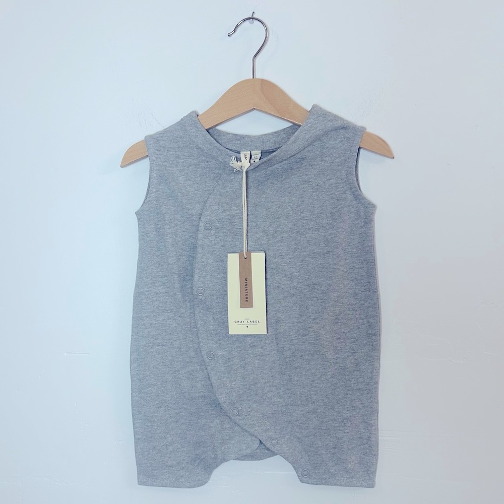 Gray label NWT baby grow with snaps size 3-6